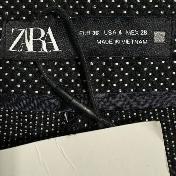 NWT ZARA Micro Polka Dot Dress Pants Trousers Size 4 Black White 30x27.5 Ankle - Picture 7 of 9